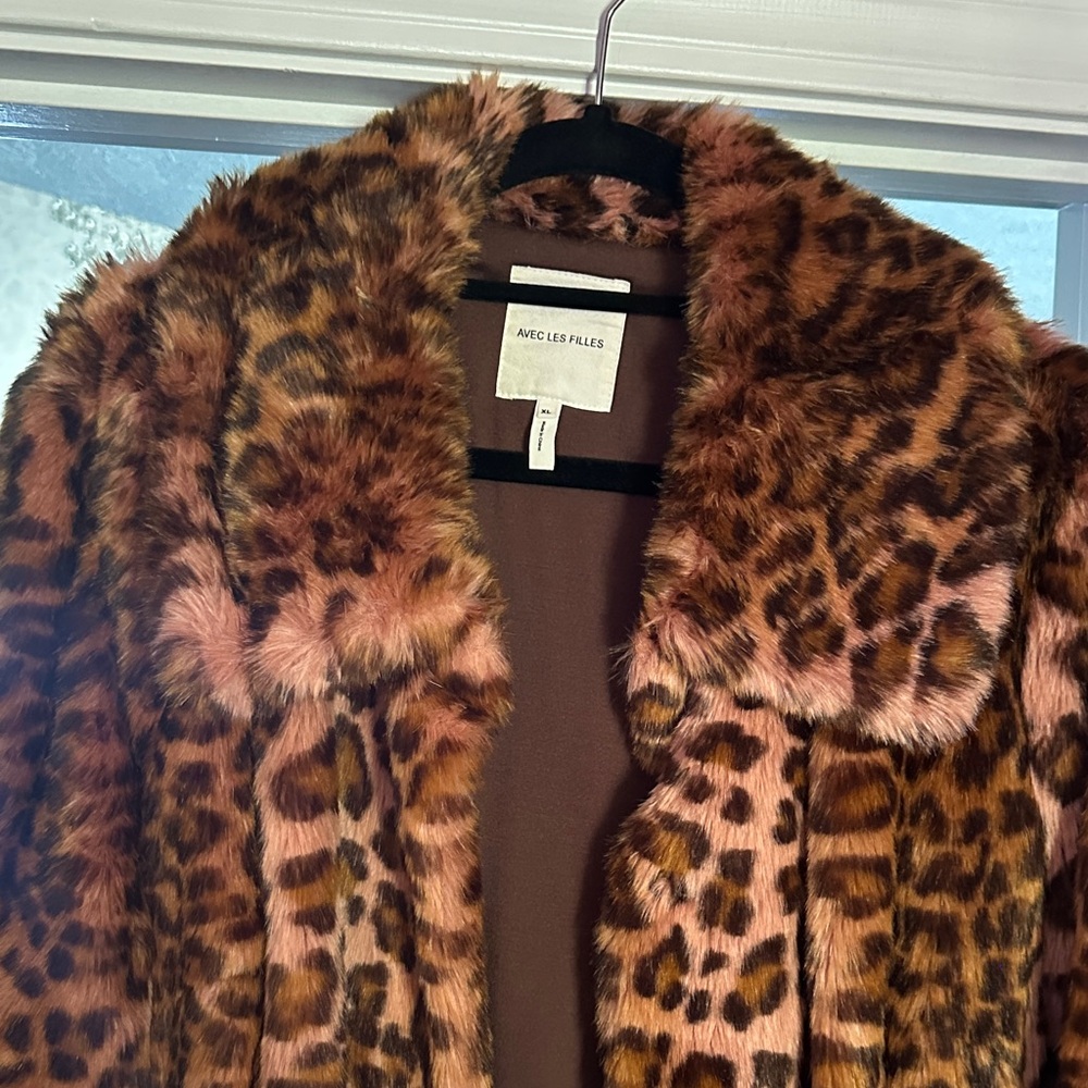 Avec Les Filles Pink and Brown Faux Fur Teddy Jacket
